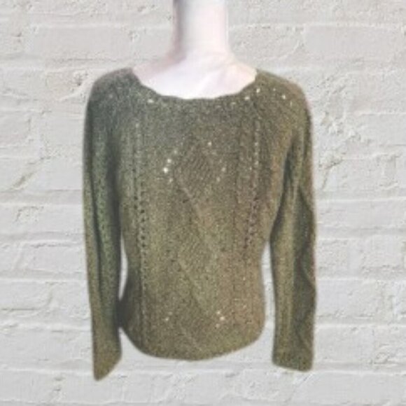 Banana Republic Olive Green Embroidered V-Neckline Pullover Long Sleeve - Picture 3 of 5